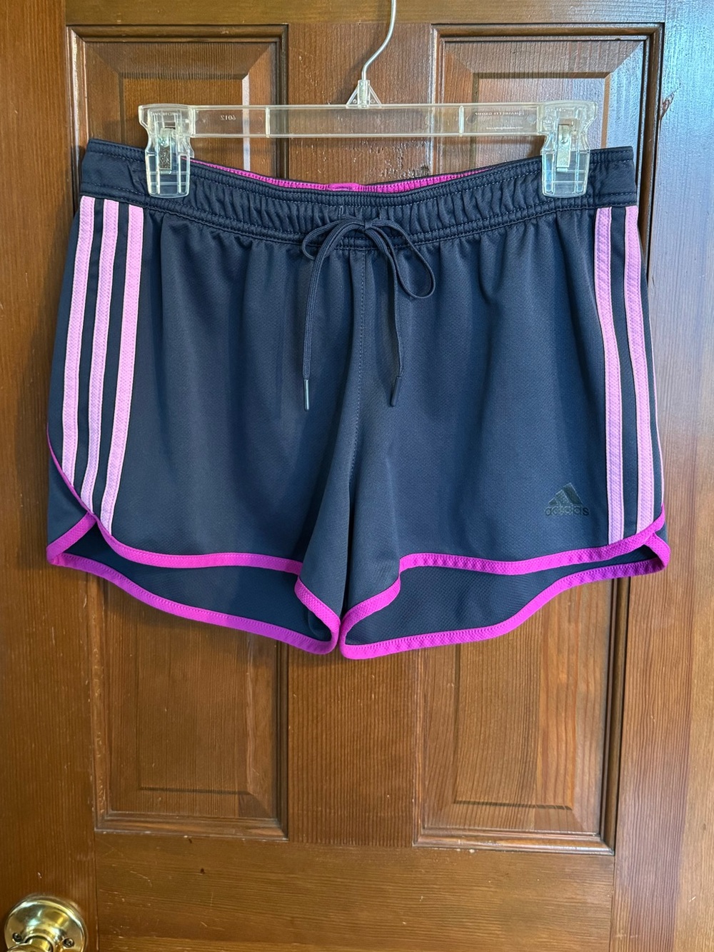 adidas Gray Athletic Shorts with Pink Trim